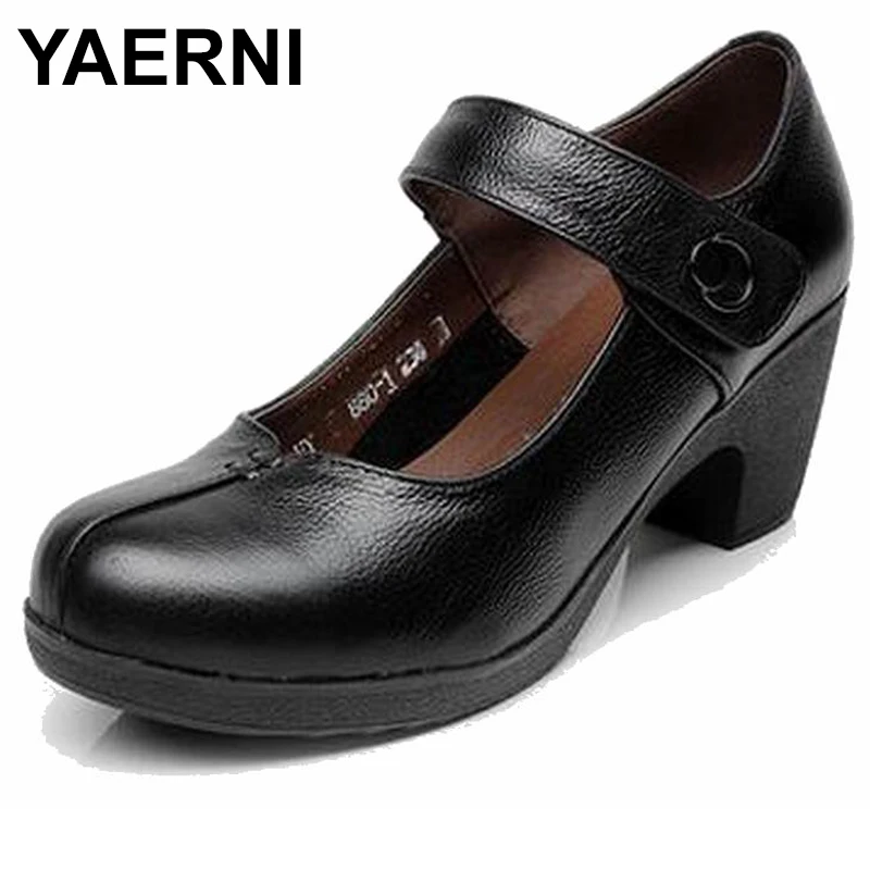 YAERNI/весенне-Осенняя обувь Женские туфли-лодочки из 100% натуральной кожи кожаные