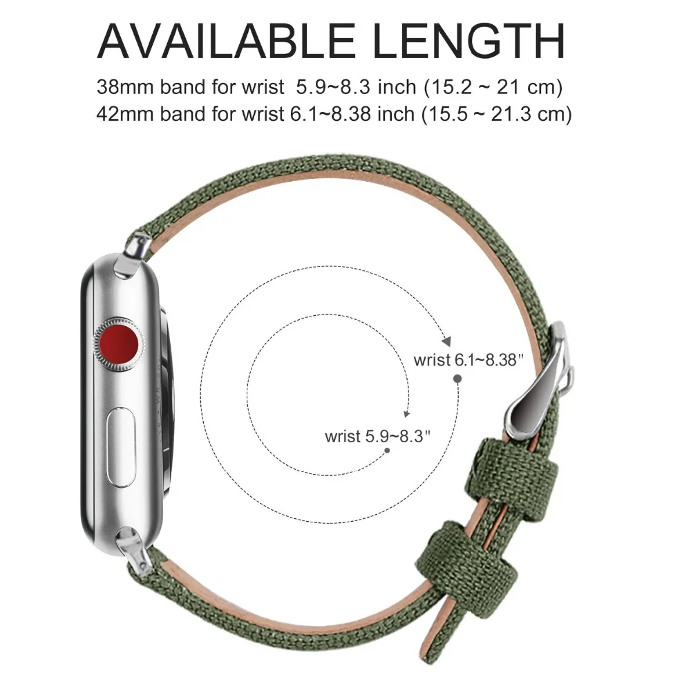 Fullmosa для наручных часов Apple Watch версии 8 цветов Холст НАТО Стиль iWatch ремешок