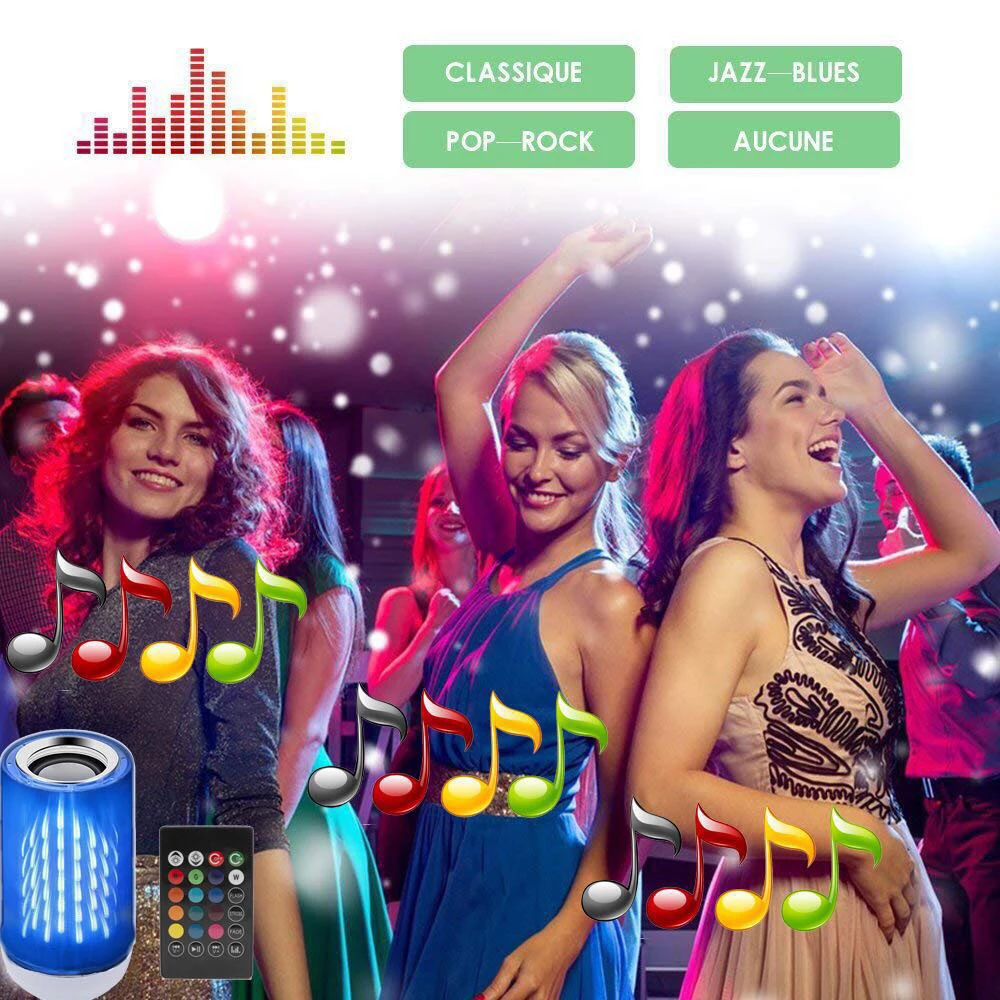 E27 8 W светодиодная RGB Лампочка Беспроводная колонка с Bluetooth Музыка Воспроизведение затемнения свет с 24 клавишами дистанционного управления рождественские огни