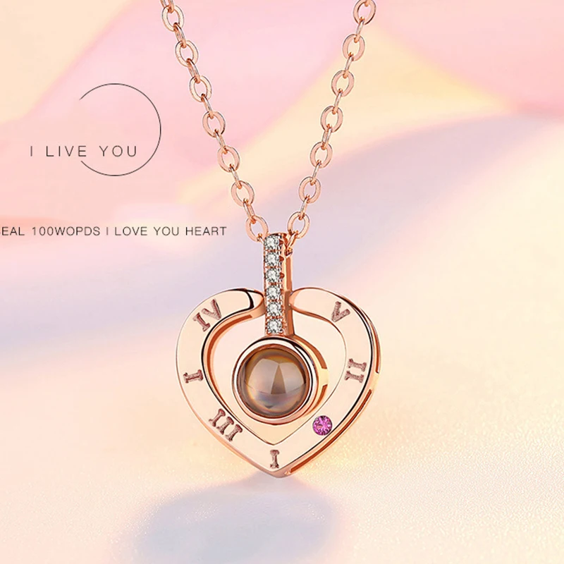 100 языков I love you ожерелье кулон ожерелье Романтическая любовь память свадебное ожерелье