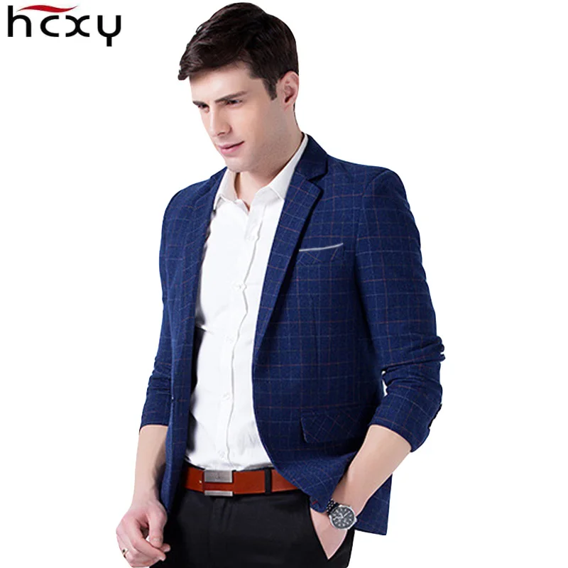 Новый роскошный мужской блейзер HCXY 2019 модный брендовый хлопковый облегающий