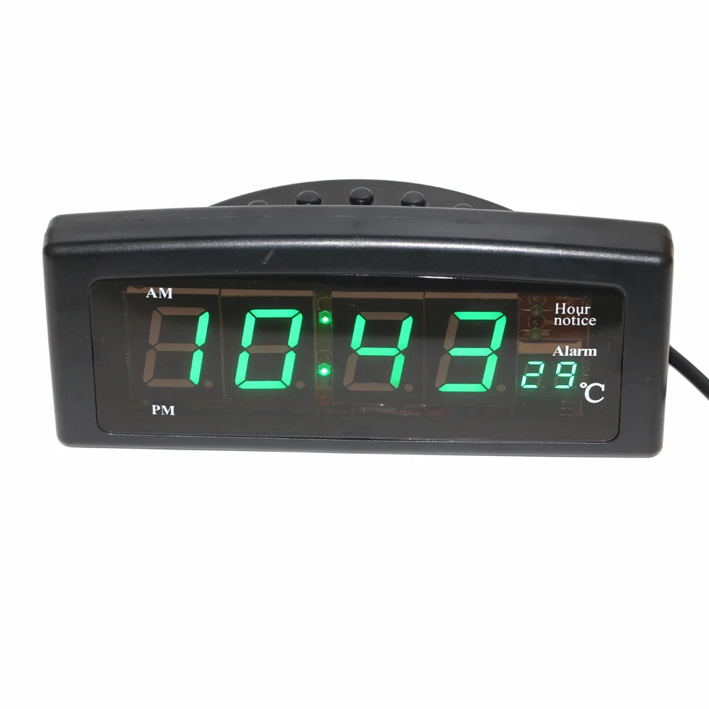 S With Indoor Temperature Hourly Chime Function 12/24 Hours Green Luminova Electronic Alarm Clock