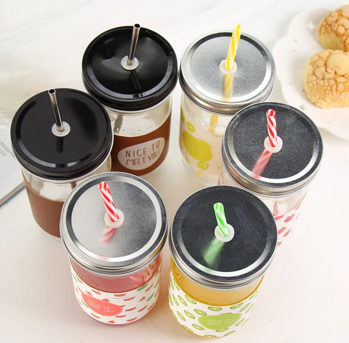 2018 Стекло чашки Творческий петух чашка с крышкой соломы корейский стиль молоко