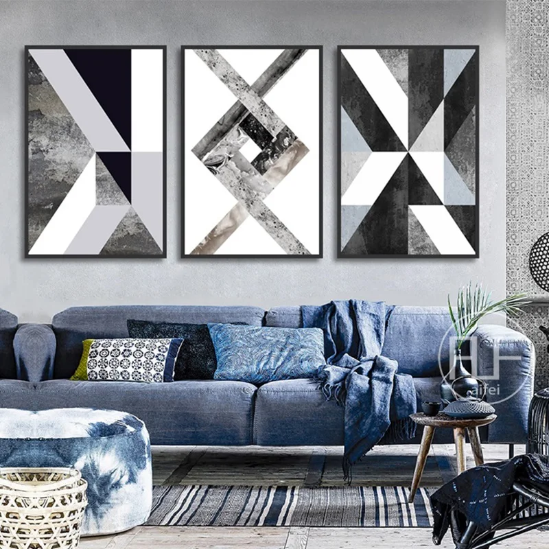 Abstract Geometric Canvas Painting Black and White Nordic Posters and Prints Wall Art Picture for Living Room Decor No Frame