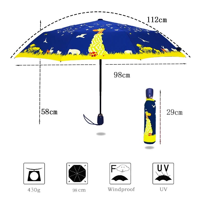 Женский автоматический зонт ветрозащитные складные зонтики для путешествий