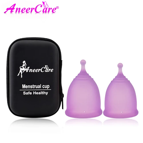 Purple 2 шт., менструальная чашка Copa, медицинский силиконовый коллектор, менструальная чашка, медицинский класс, Женская менструальная чашка - Цвет: Purple