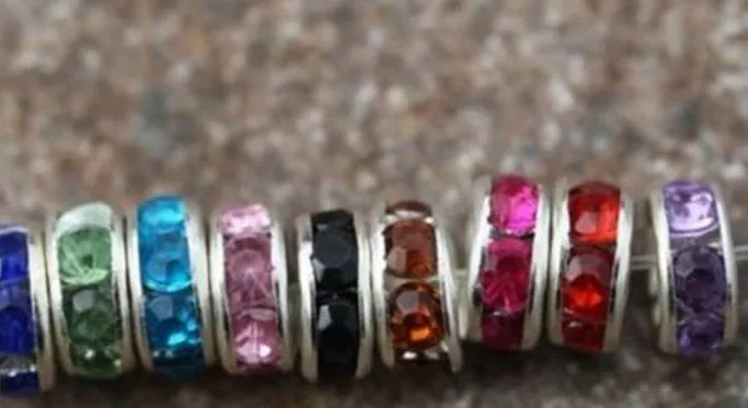 

can choose color 8mm Mixed Color Lot Crystal Rhinestone Rondelle Spacer Silver Plated mental Loose Beads DIY necklace Bracelet.