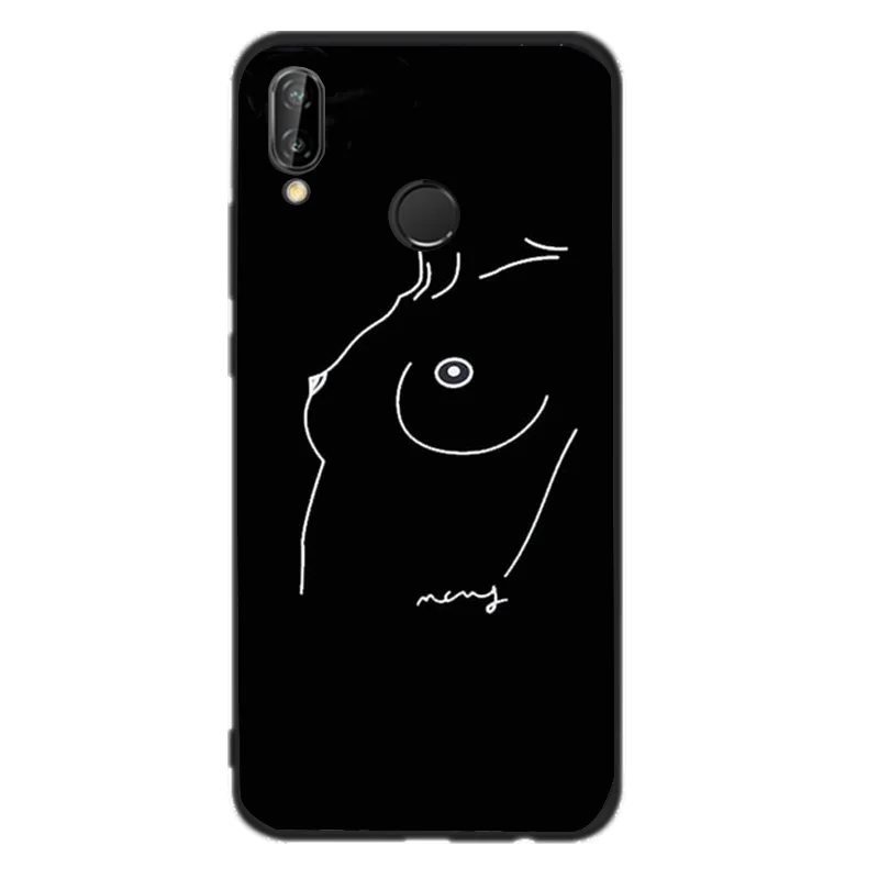 Чехол с изображением черной линии для Huawei P9 P8 Lite 2017 P10 Mate 10 силиконовый мягкий