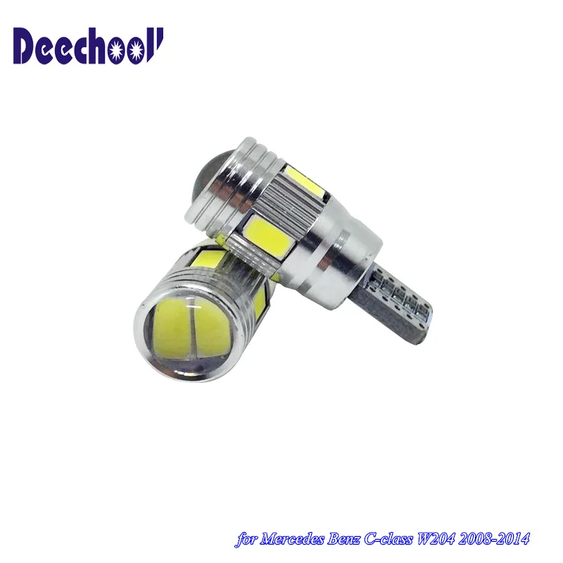Deecholl 6 шт. Автомобильный светодиодный светильник лампы для Mercedes C-Class W204 2007-2012, Canbus Белый парковочный зазор номерного знака