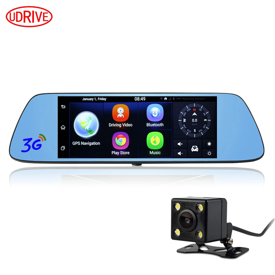 Udricare 7 дюймов 3G GPS навигации Android 5.0 DVR HD 1080 P видео Регистраторы bluetooth заднего вида