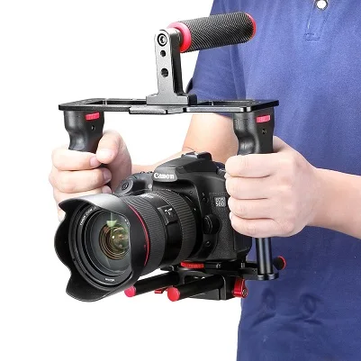 Black Red Neewer Видео-Клетка Камера из Алюминиевого Сплава Делая Фильм Комплект включает в себя:(1) Видео-Клетка+Топ Ручка+15мм Стержень для DSLR Камеры Canon Nikon - Цвет: Black Red