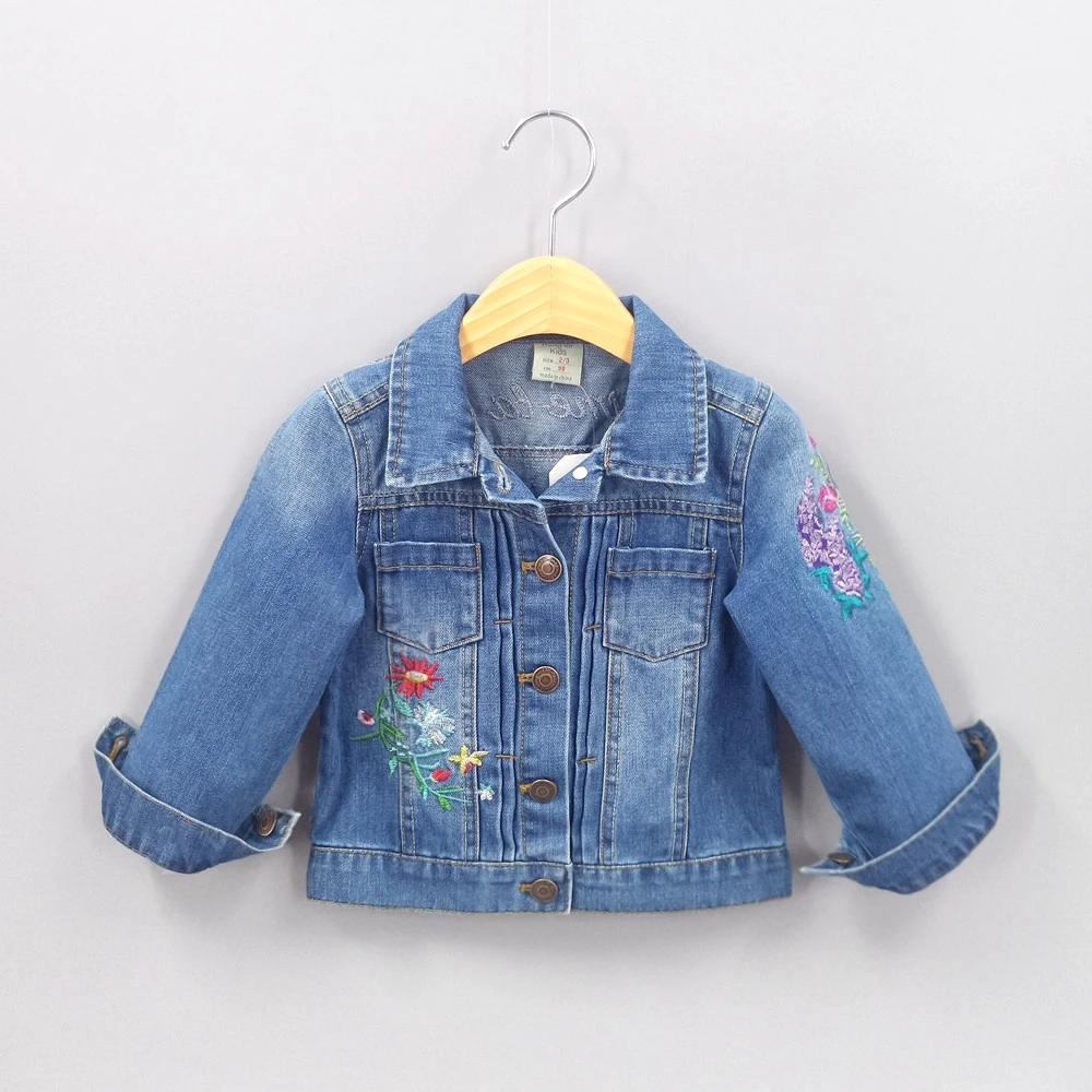 Женская Весенняя джинсовая куртка с цветочной вышивкой | Детская одежда и обувь