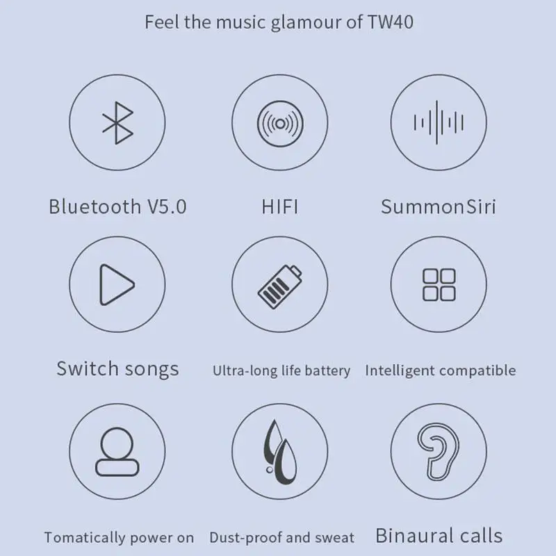 Yiwa TW40 TWS сенсорное управление Bluetooth беспроводные наушники Беспроводная гарнитура наушники для Xiaomi iPhone