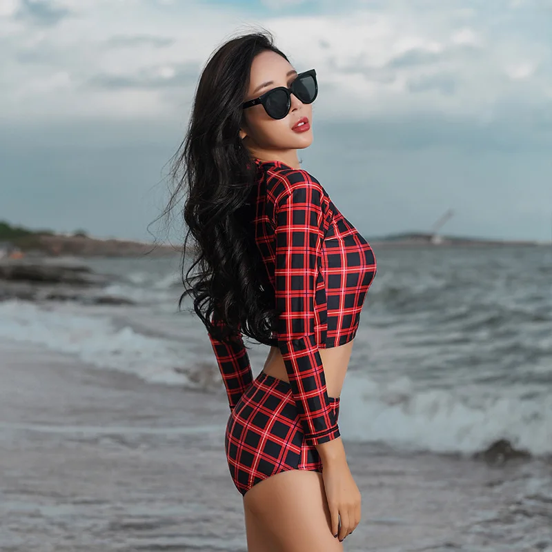Long Sleeve Swimwear Women Bathing Suit Womens Rashguard Swim Wear Diving Surf Rash Guard Plus Size Swimsuit Suis Beach Sport | Спорт и