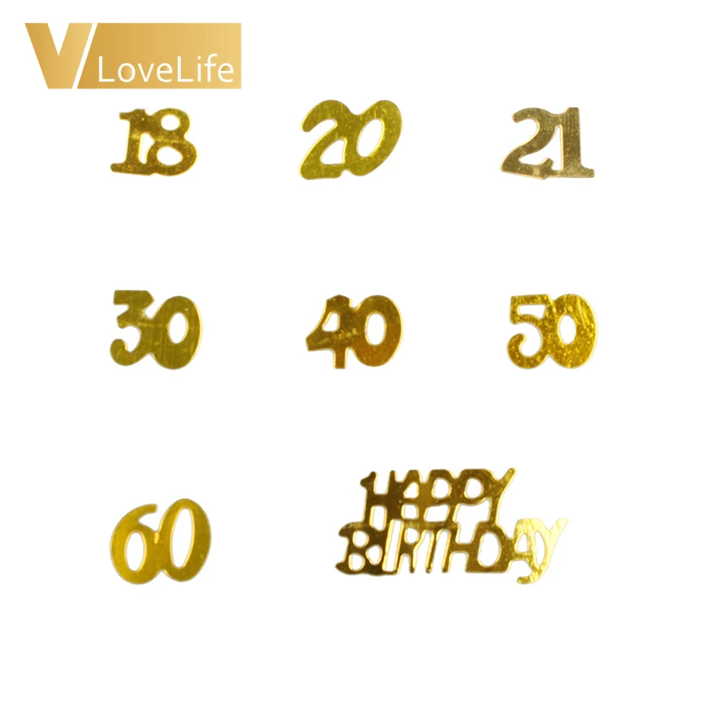 

16g Gold Digitals Number 18 20 21 30 40 50 60 Confetti Happy Birthday Party Number Table Spread Decoration Metal Sprinkles
