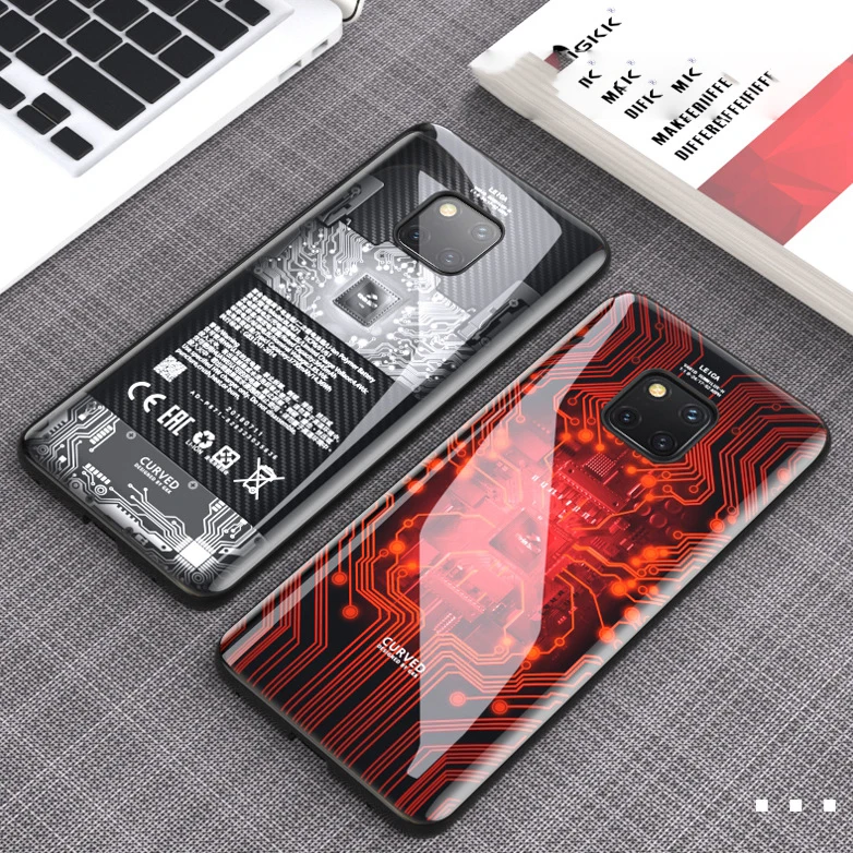 Чехол из закаленного стекла для huawei P30 P30 Pro mate 30 20 Pro p30 4 в 1 6D изогнутая шахматная доска противоударный чехол мягкий чехол