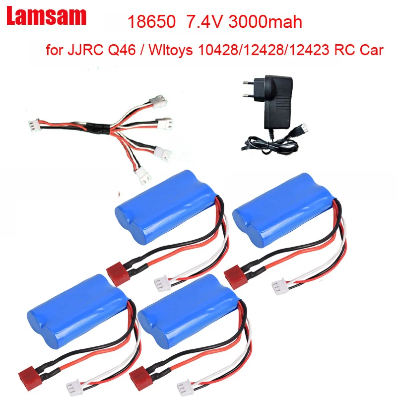 

wltoys 12428 12423 12401 12402 12403 12404 1/12 RC truck battery 7.4v 3000mah Li-ion battery 15c 18650 T plug