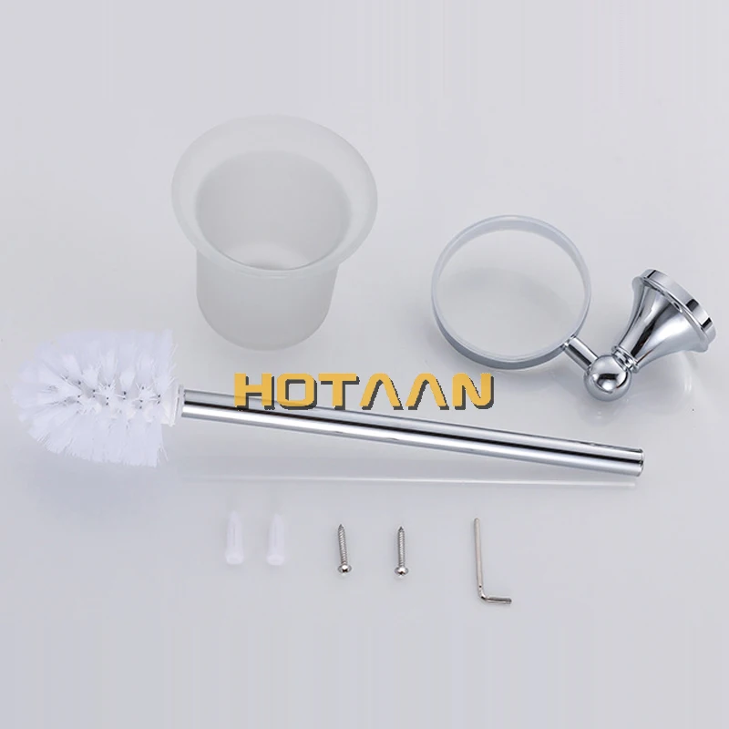 

Free Shipping wall mounted chrome Toilet Brush Holder,stainless steel Construction Base,glass cup Bathroom accessories YT-10612