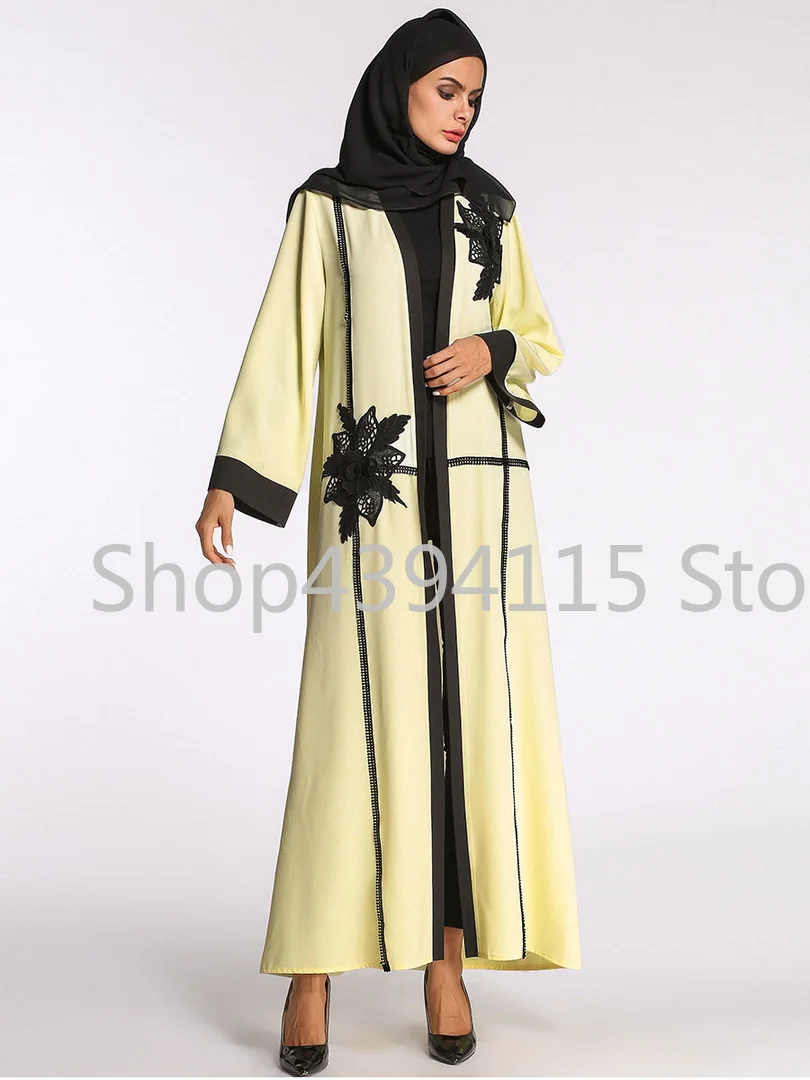 Мусульманский взрослых аппликация стеганый Халат мусульман Дубай Мода с