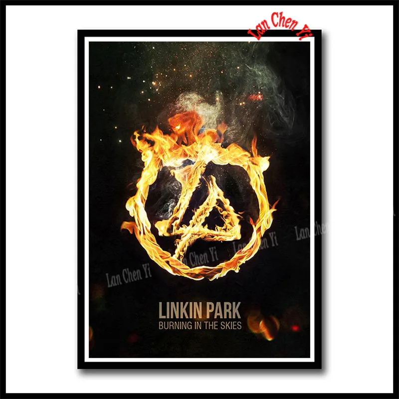 Синий Linkin park Рок-Группа с белым покрытием бумажные плакаты Европейская и американская музыка звезда декоративная живопись кафе бар плакаты - Цвет: Синий