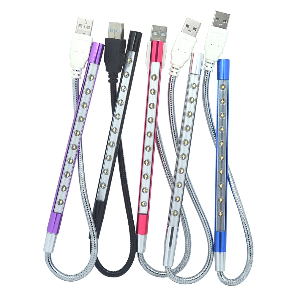 Гибкая ультра яркий мини 10 светодиодный USB металлический корпус настольная лампа для чтения книг светодиодный ночной Светильник Компьютер Лампа для ПК Тетрадь Lap Топ потолочный светильник