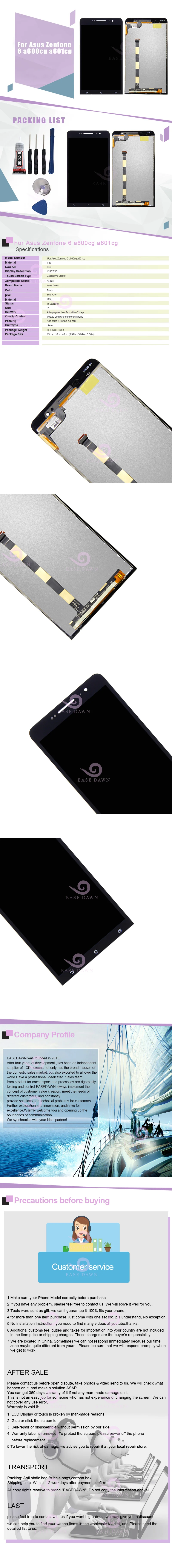 6," для Asus Zenfone 6 a600cg a601cg T00G ЖК-дисплей сенсорный дигитайзер экран сборка для A600 CG черный ЖК-дисплей