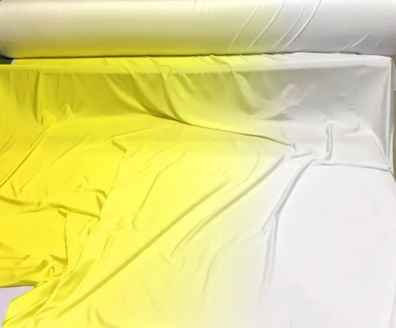 14 yellow-white Ломбер спандекс лайкра 4 способ эластичная ткань градиент падение лайкра Глянцевая косплей платье для танцев латинская одежда - Цвет: 14 yellow-white