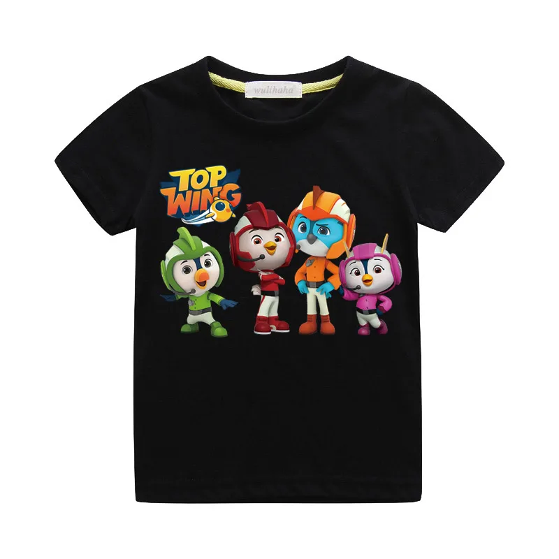 Black T-shirts Детские футболки с рисунком крыла летние футболки с короткими рукавами, топ, костюм повседневные футболки для мальчиков и девочек детская летняя одежда, ZA016 - Цвет: Black T-shirts