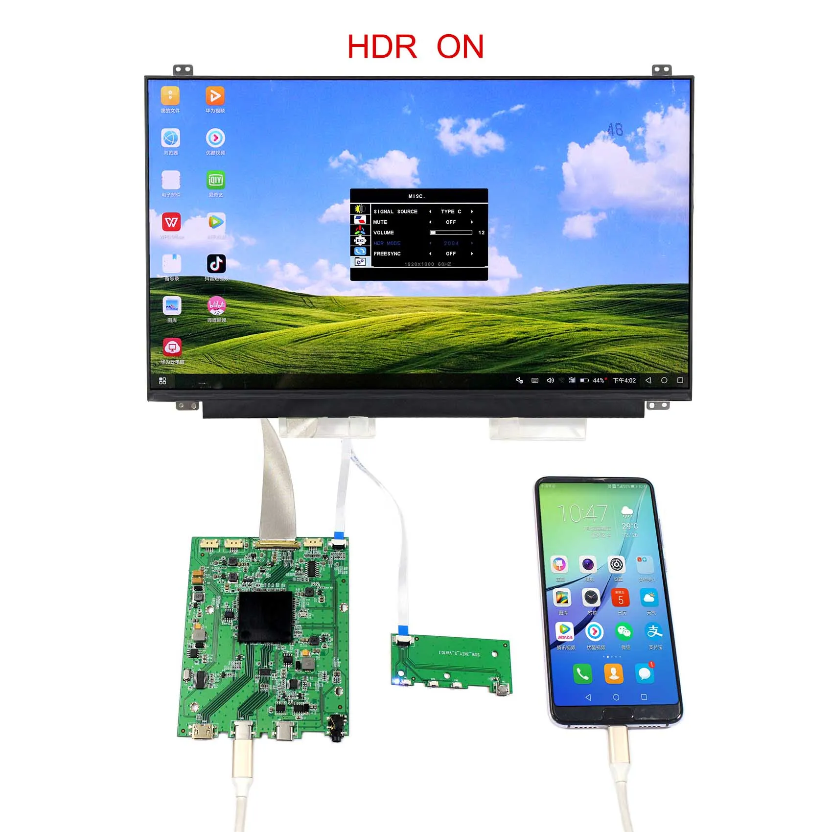 NV156QUM N44 15 6 дюймов 3840X2160 ips lcd 4K экран (поддержка 4k 60 hz) с мини HDMI type C