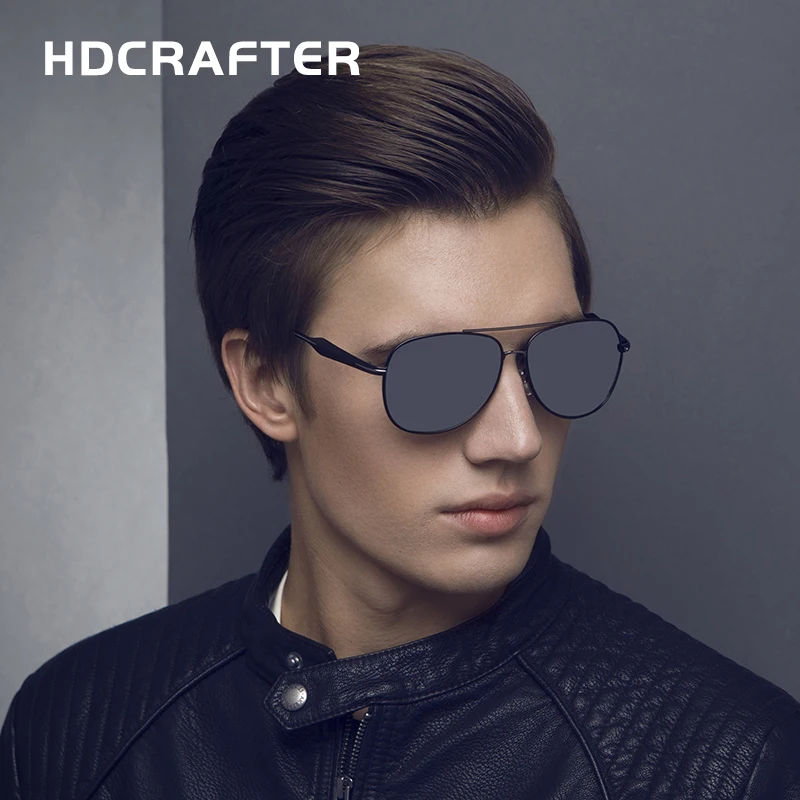 Мужские зеркальные солнцезащитные очки HDCRAFTER крутые поляризационные большие для