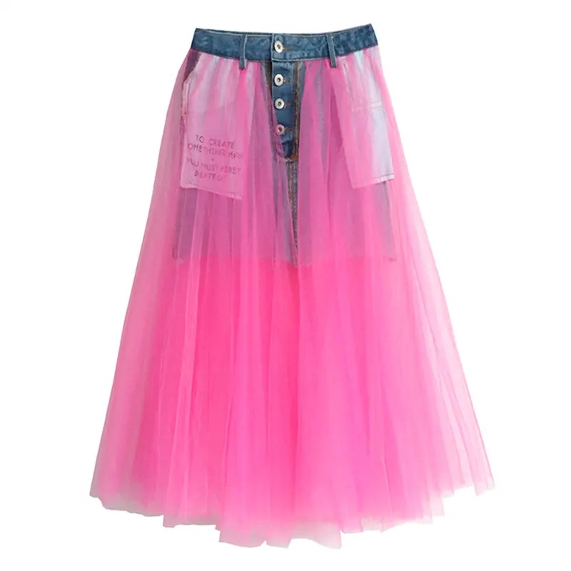 Новинка 2019 весенне летняя одежда для женщин сетчатая Повседневная джинсовая