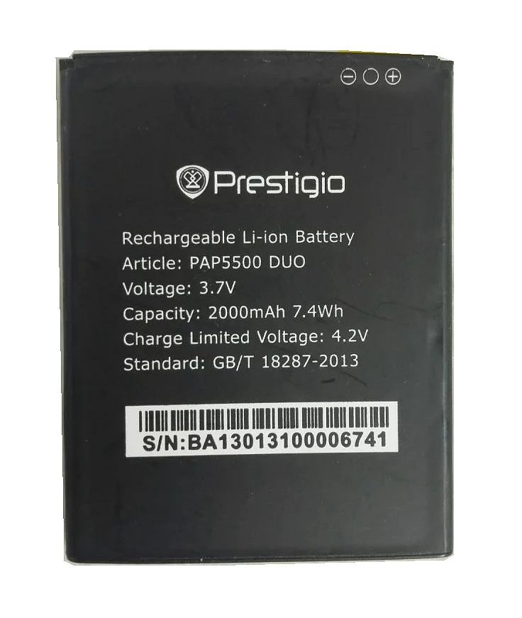 Высококачественный сменный литий-ионный аккумулятор PAP5500 2000 мАч для Prestigio MultiPhone |
