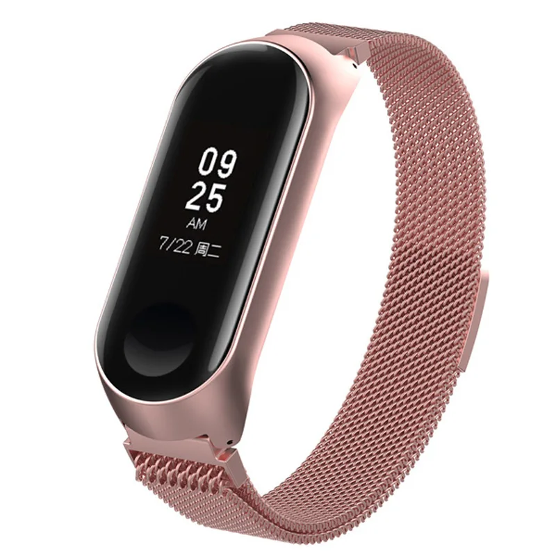 Металлический браслет mi lanese Loop, ремешок на запястье для Xiaomi mi, браслет 4, магнитные браслеты mi Band 4, металлические ремни, розовый mi Band4 Correa