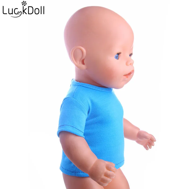 LUCKDOLL синяя футболка размер 18 дюймов американский 43 см Детская кукла одежда