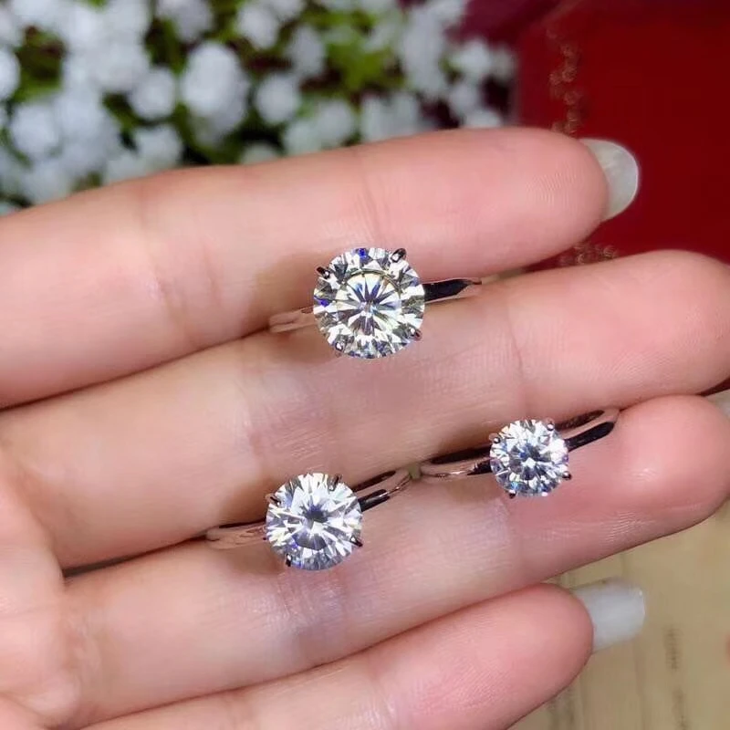 Кольца с муассанитом Super whit 1ct 2ct 3ct VVS Сердца и стрелы женские кольца невесты 925
