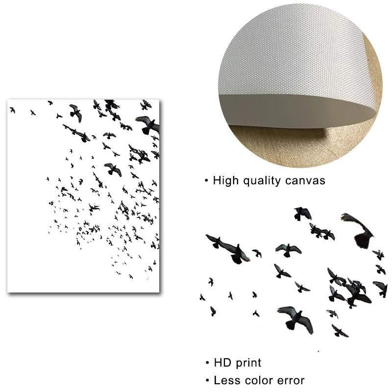 Минималистичный плакат с принтом летающих птиц черно-белая Настенная картина