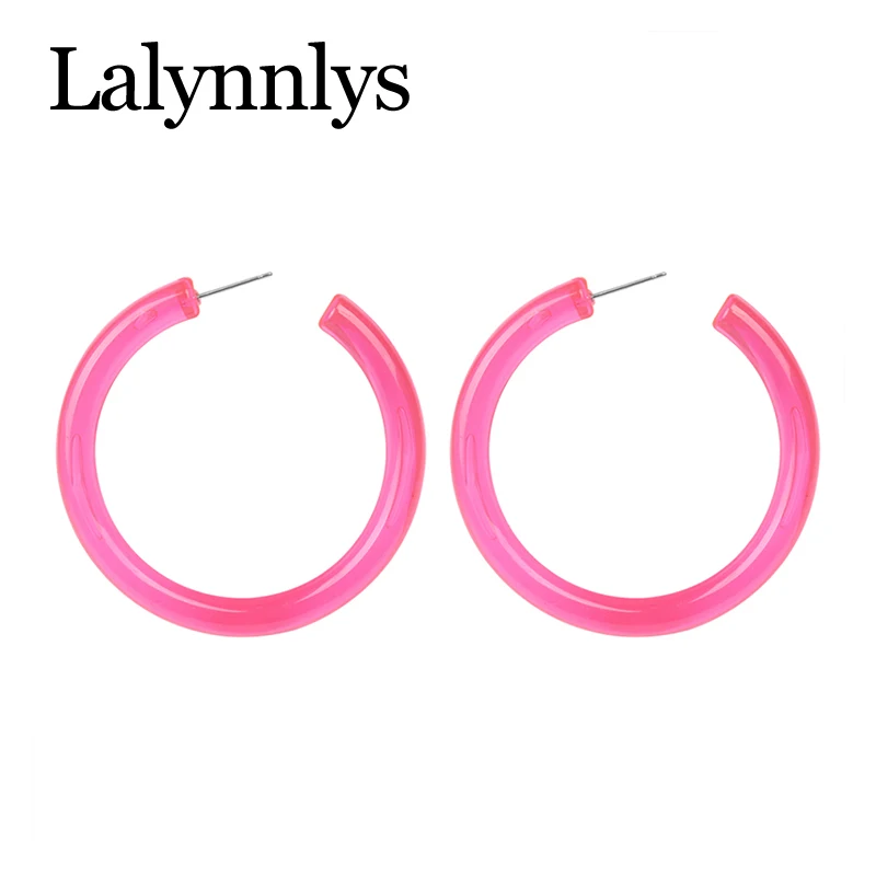 Lalynnlys 4 цвета новые уникальные неоновые цветные серьги-кольца для женщин и девочек флуоресцентные красные желтые модные круглые серьги ювелирные изделия
