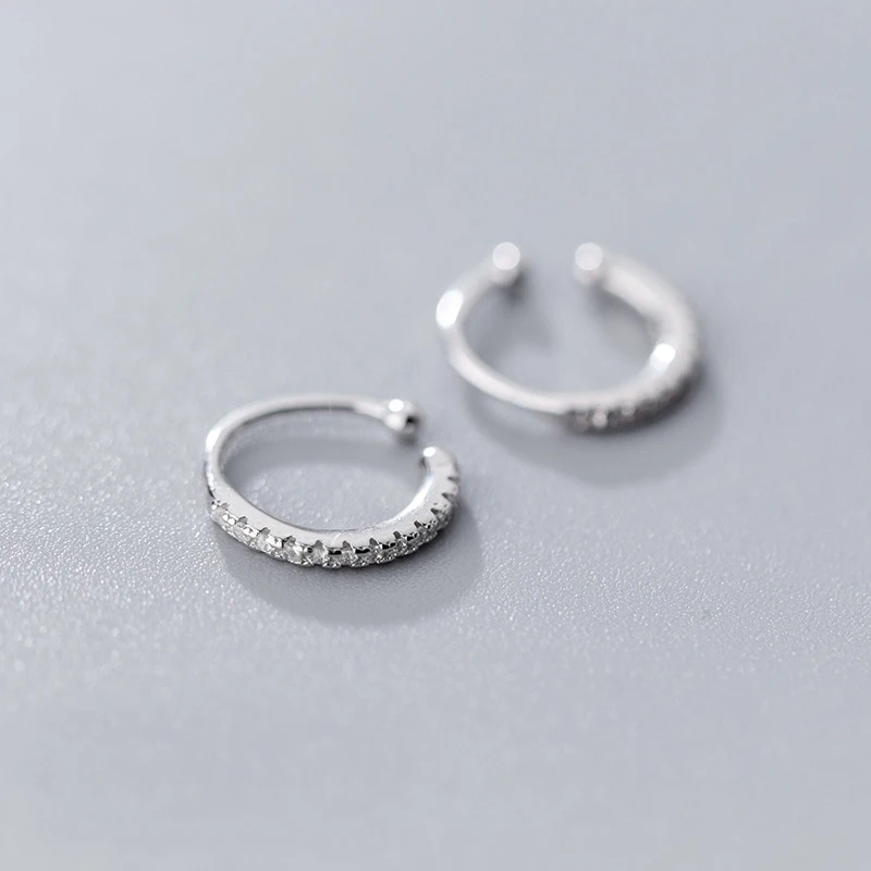 MloveAcc Trendy New 925 Sterling Silver CZ Round Circle Clip Earrings for Women Fashion Jewelry | Украшения и аксессуары