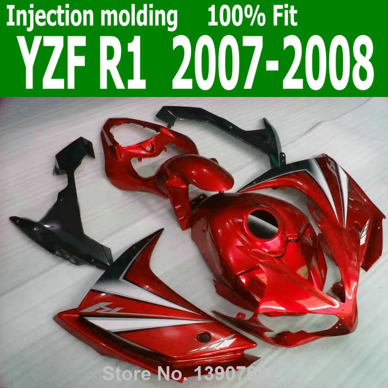 Инъекционные Обтекатели для YAMAHA YZF R1 07 08 (красно-оранжевые Обтекатели) yzfri 2007 2008