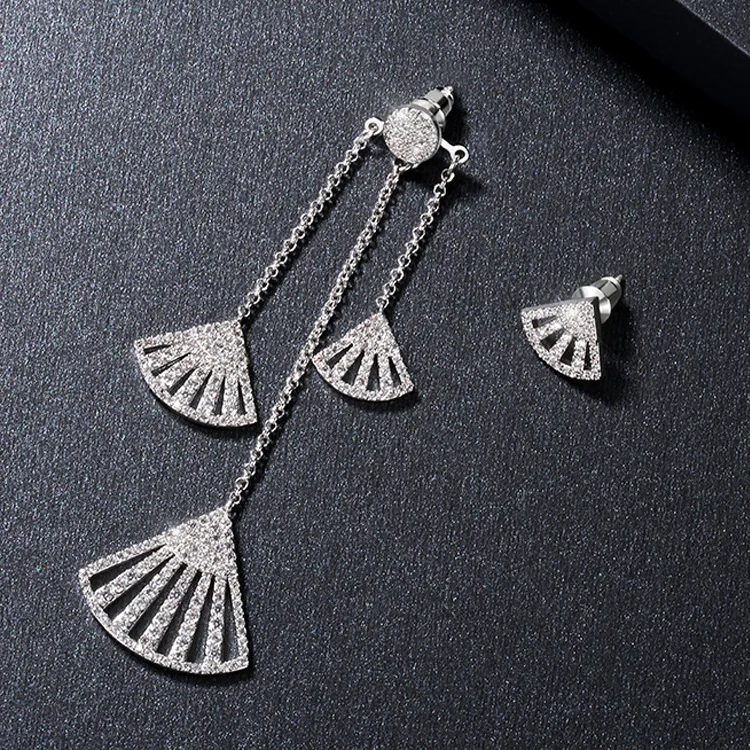 Европейские Длинные асимметричные серьги с кисточками Кристаллы из кристаллов