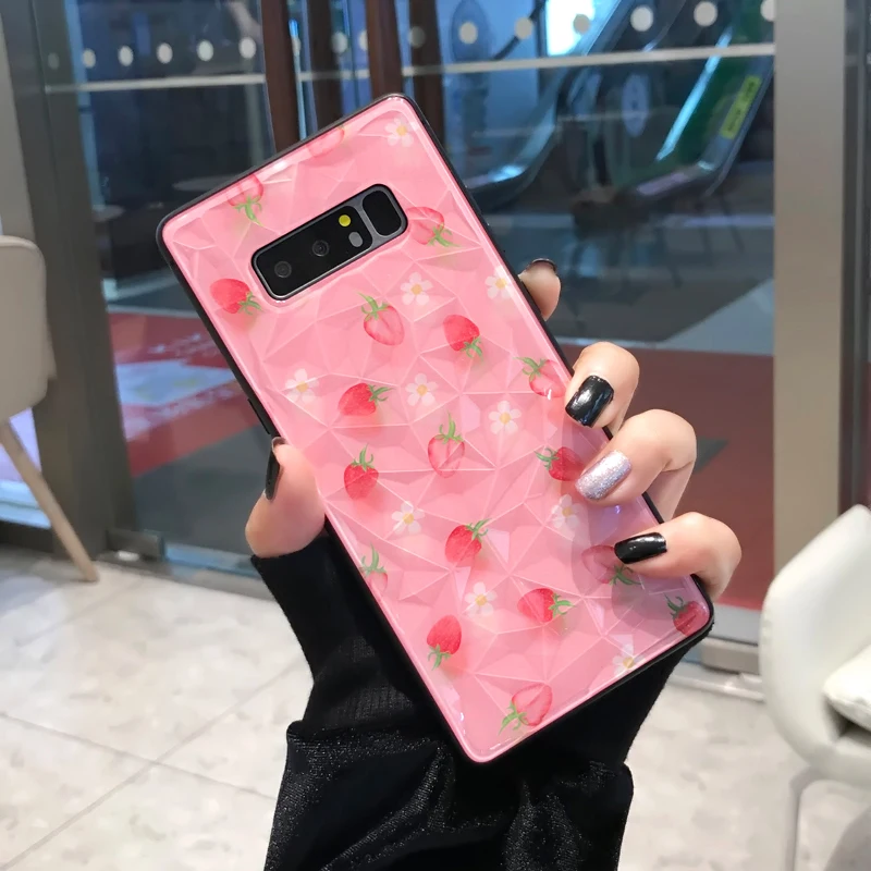 YHBBCASES для samsung Note 8 9 чехол для телефона с рисунком клубники лимона 3D чехол с алмазным узором для samsung Galaxy S8 S9 S10 Plus