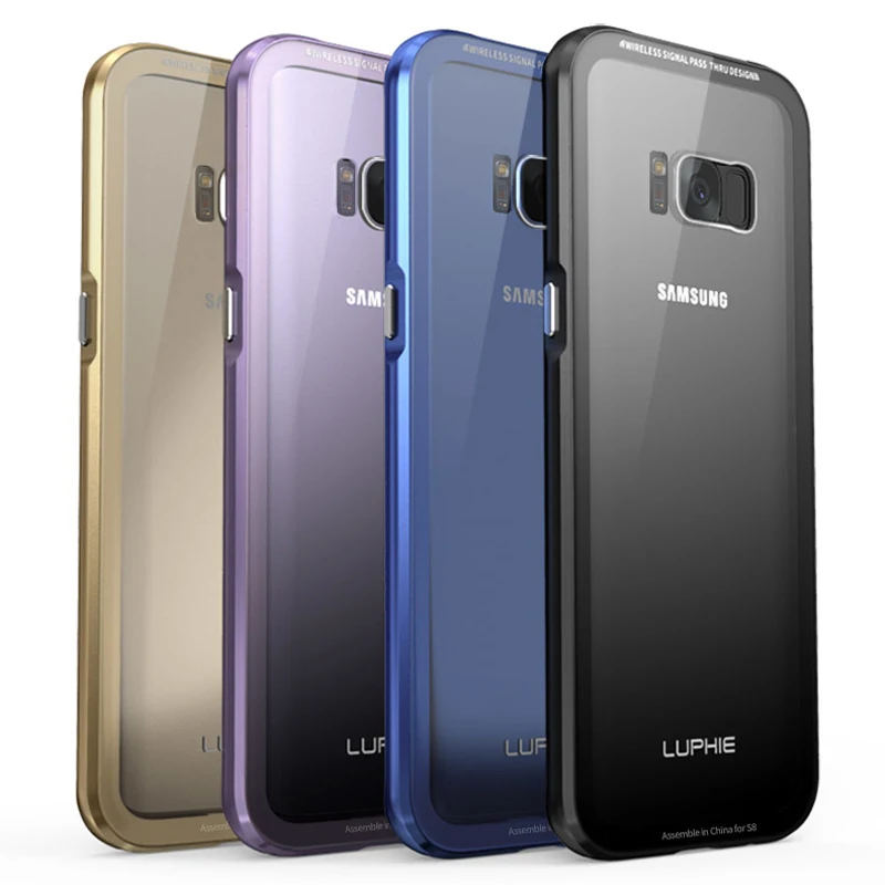 Алюминиевый чехол для телефона samsung S8 Plus Роскошный прозрачное бесцветное стекло