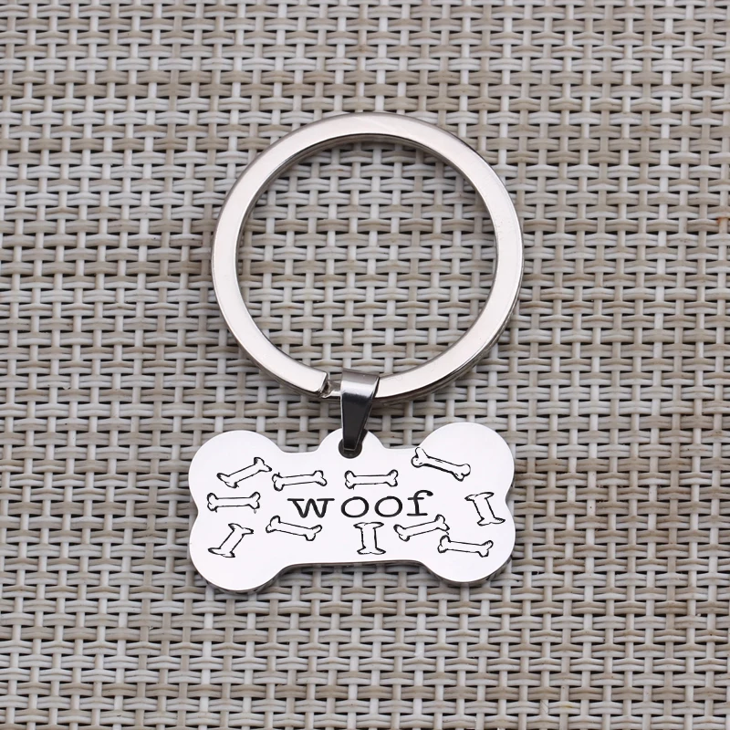 Брелок в форме кости с гравировкой Woof подарок для домашних животных любимого