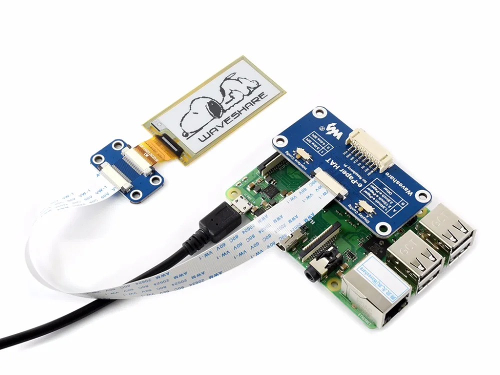 

212x104, 2.13inch flexible E-Ink display HAT for Raspberry Pi
