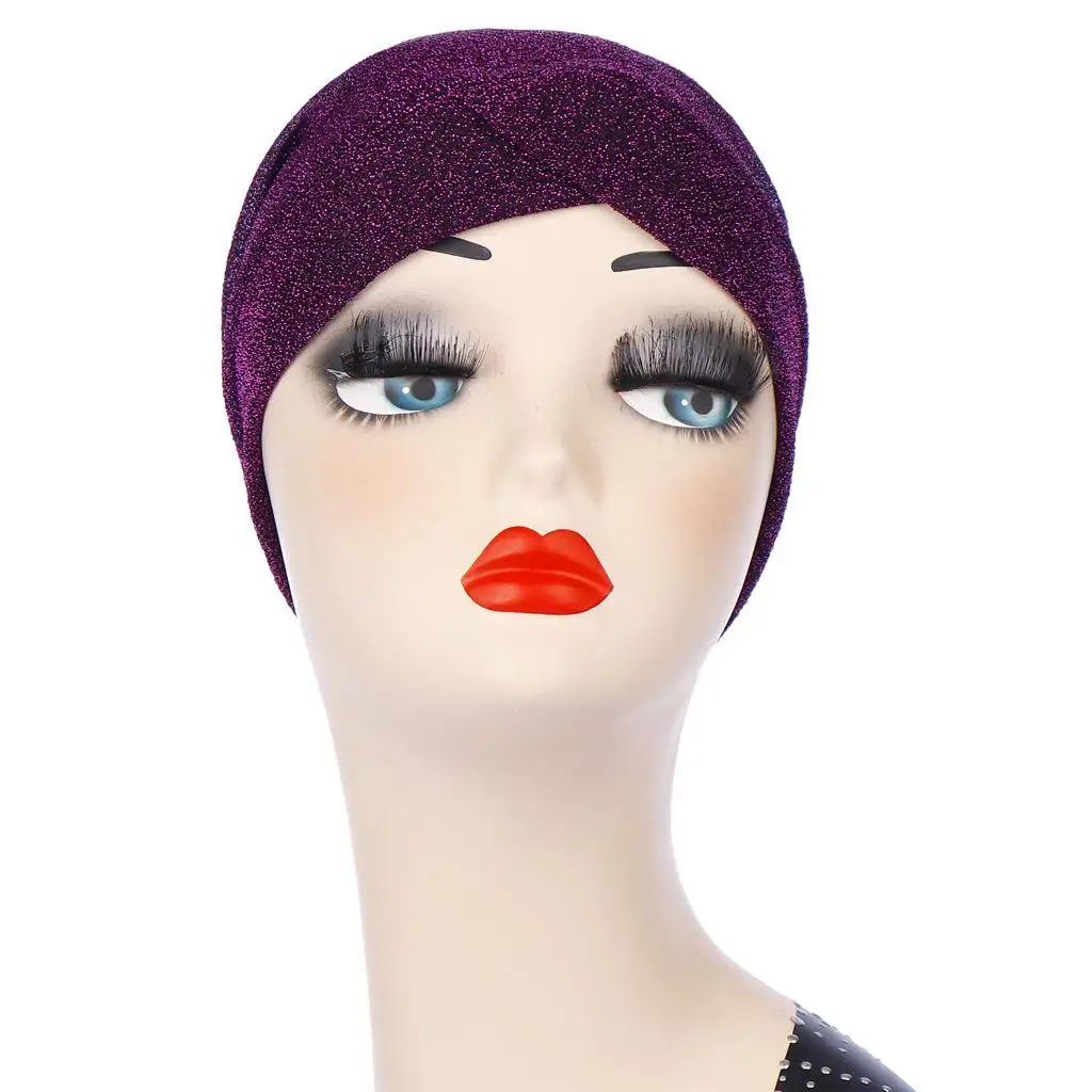 12PCS Glitter Bonnet Turban Fashion Wome Hat Indian Muslim Head Scarf Cover Headwrap Cancer Chemo Random Color | Аксессуары для