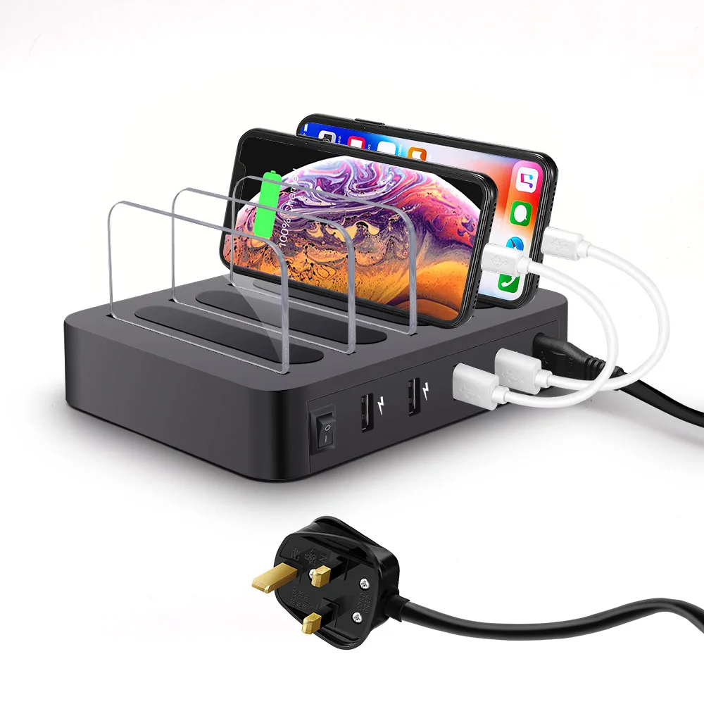 Великобритания Быстрый док-станция для зарядки с USB 4-Порты и разъёмы быстрое зарядное устройство QC 3,0 нескольким устройствам нескольких устройств Зарядное устройство органайзер для Apple iPad iPhone - Тип штекера: Великобритания