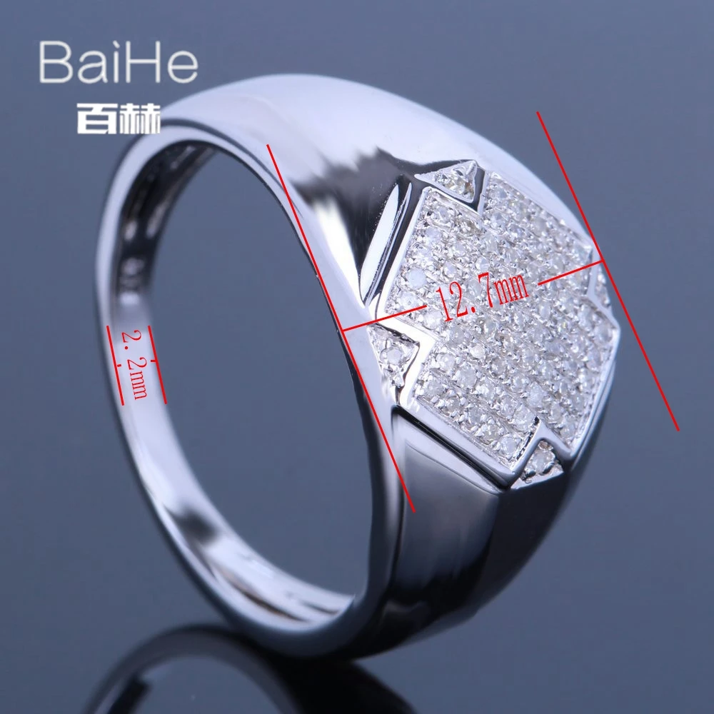 BAIHE подлинной стерлингового серебра 925 0.3CT H/SI круглая огранка Природные Алмазы