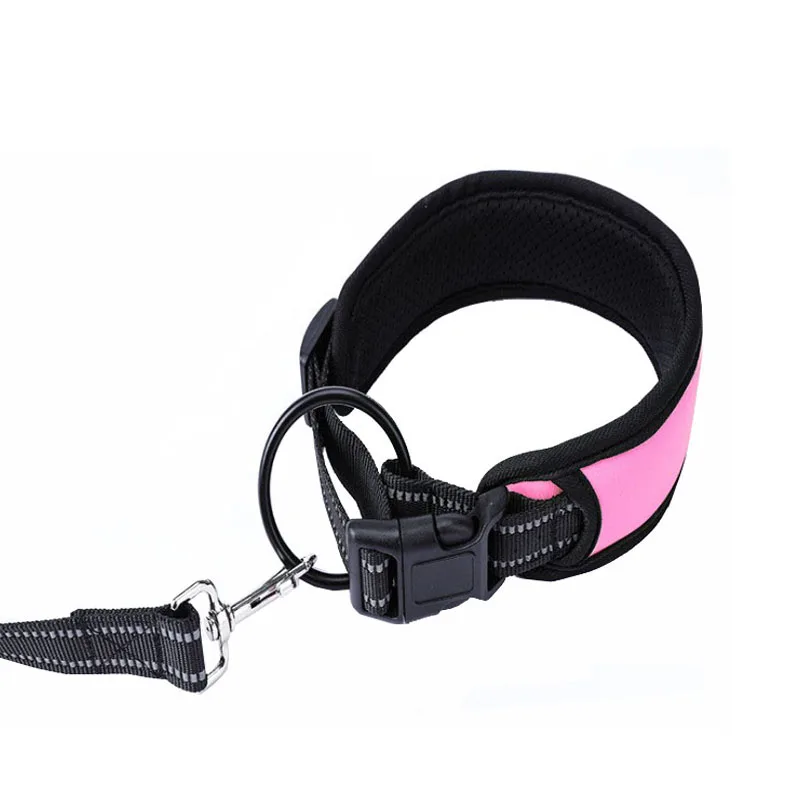 Collar Pink Прочный ошейник для собак с ручками для собак, для тренировок, ходьбы, бега, походов, ошейник собачий со светоотражателем, ошейник, поводок, маленький средний La - Цвет: Collar Pink