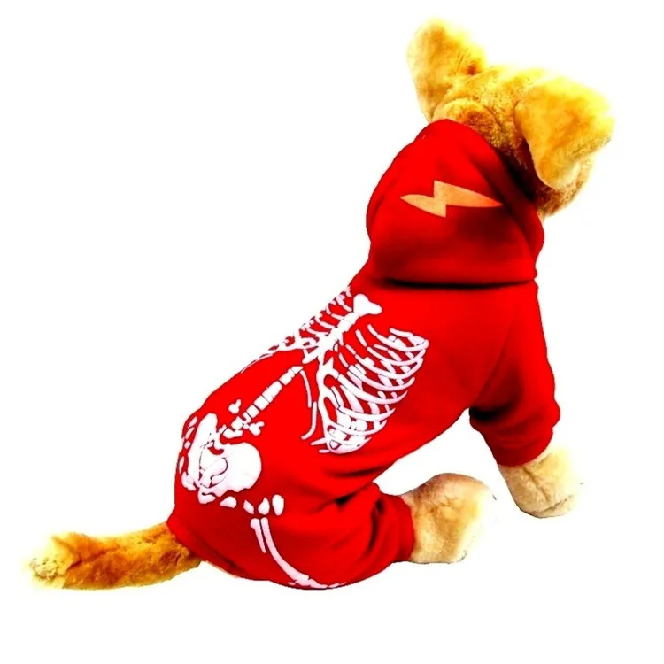 New pet noctilucan skulls autumn and winter clothing Pet dog cat clothes hoodie Dog Christmas Halloween dinosaur change suit | Дом и сад