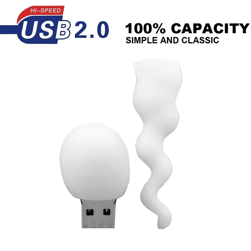Anmial Флешка белая сперма Tadpole флеш диск Usb 2 0 карта памяти Ручка/большой